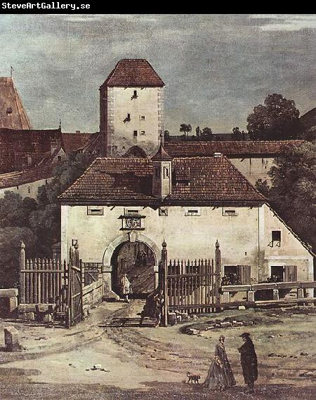 Bernardo Bellotto Ansicht von Pirna, Pirna von der Sudseite aus gesehen, mit Befestigungsanlagen und Obertor (Stadttor) sowie Festung Sonnenstein